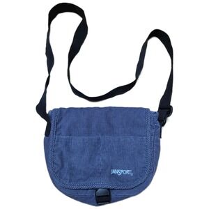 Jansport Corduroy Messenger Bag Blue Small Crossbody Shoulder Bag Y2K